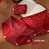Women's Spring and Summer Print Benming Year Red 10A Bacteriostatic Extended Middle Waist Triangle Briefs