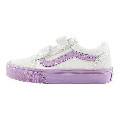 Wygodne Modne Trwałe Niskie Buty do Skate'u dla Dzieci Trampki Dziecięce Biało-Fioletowe VN000CYDD45