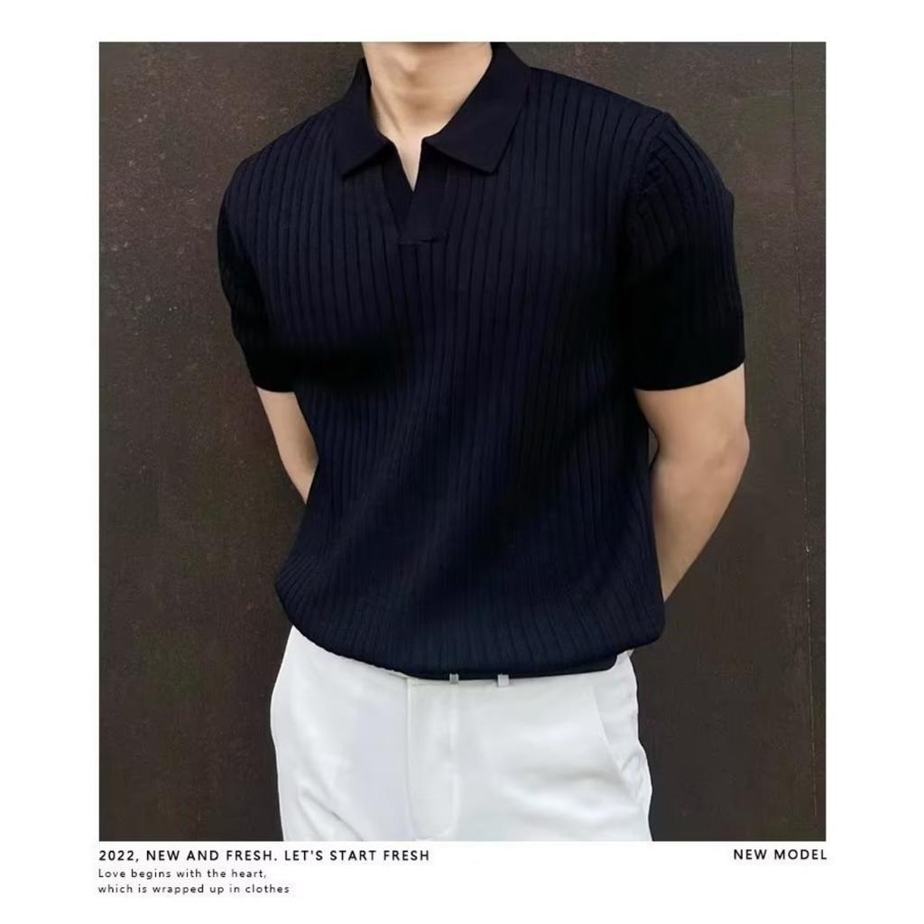 Pánská košile slim-fit - Krátký rukáv, Pletená rayonová tkanina, Jednobarevná, Ležérní styl pro všechna roční období, Ležérní košile | Moderní košile | Pletená
