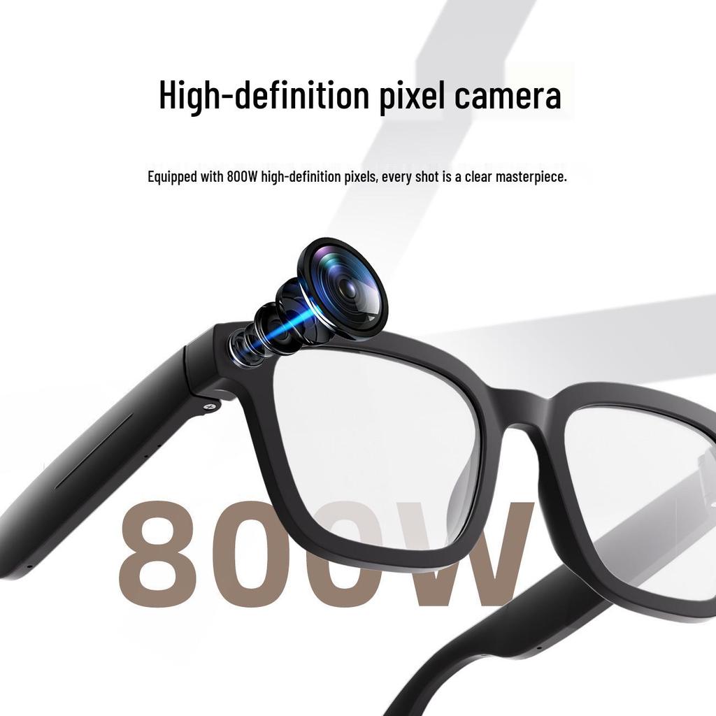 AI Smart Glasses with 800W HD Pixel Camera, Optical Image Stabilization, Bluetooth Voice Calls, and Real-time Translation.