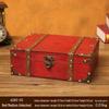 Retro Wooden Rectangular Storage Box Set with Lock - Creative Organizer & Decorative Props