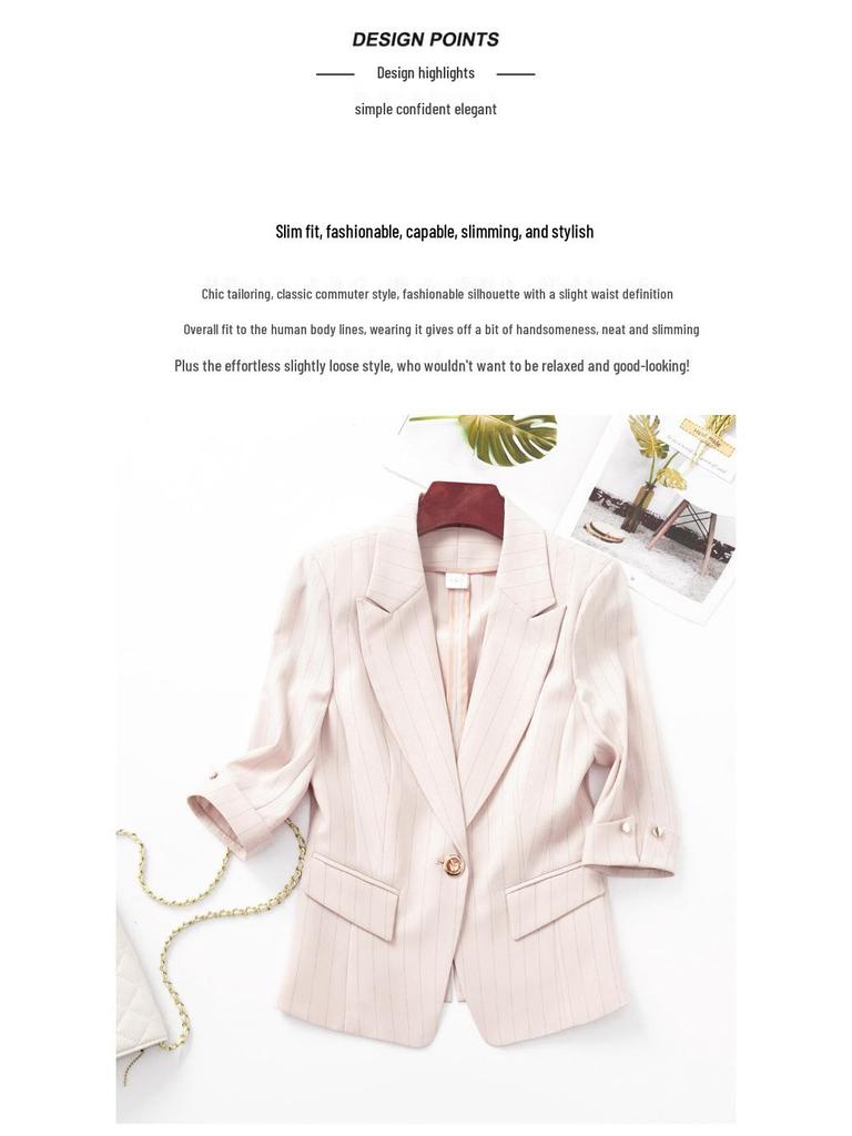 Veste de tailleur à rayures blanches pour femmes - Mode professionnelle printemps/été