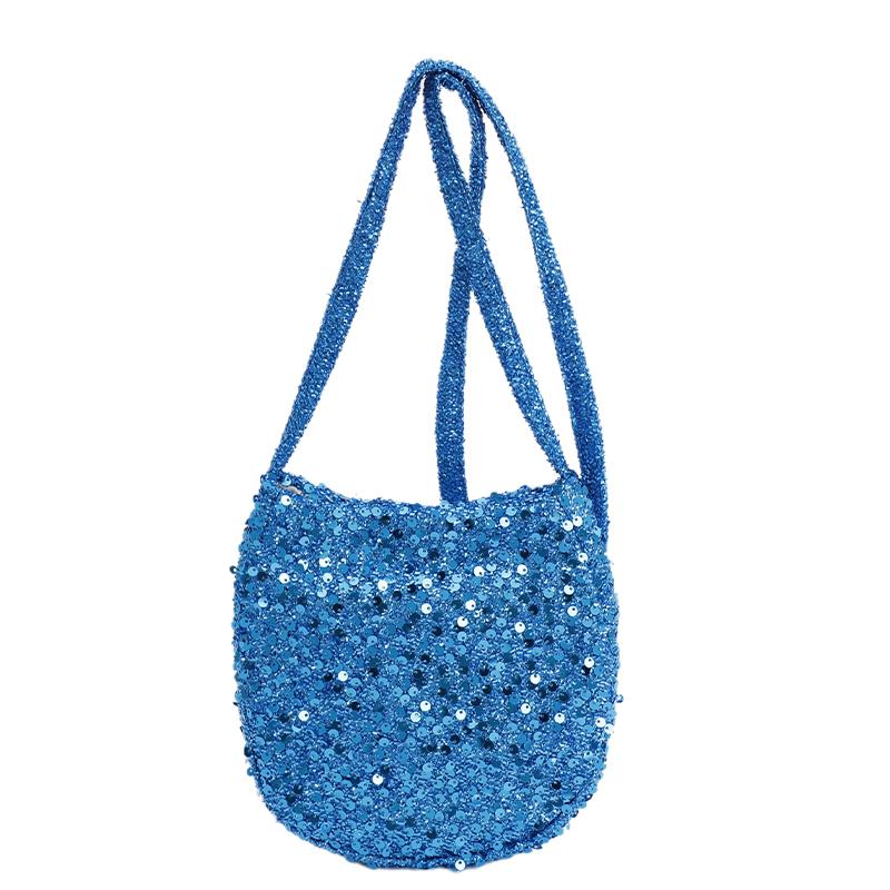 

Mixed Materials Bling Large Capacity Handbags Solid Color Fashi Versatile Women s Bags Sale 2026 New Thread Crossbody Bag синий