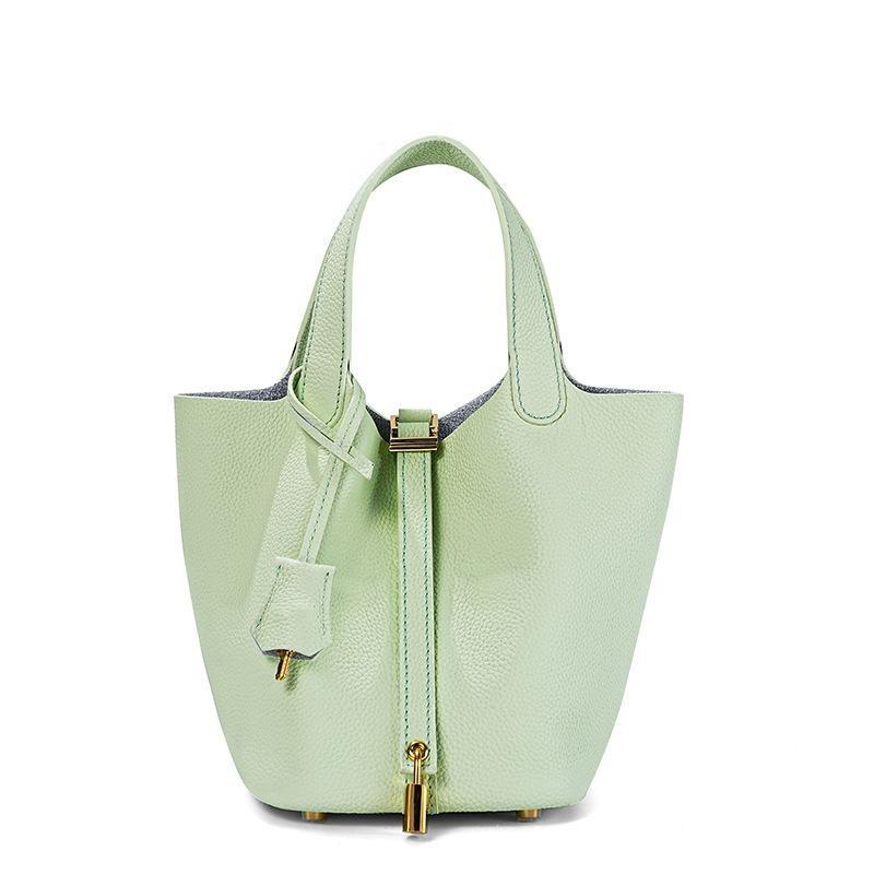 Vegetable Basket Bag Women's High-quality Leather Exquisite Bucket Bag, Niche Large-capacity Women's High-end Handbag