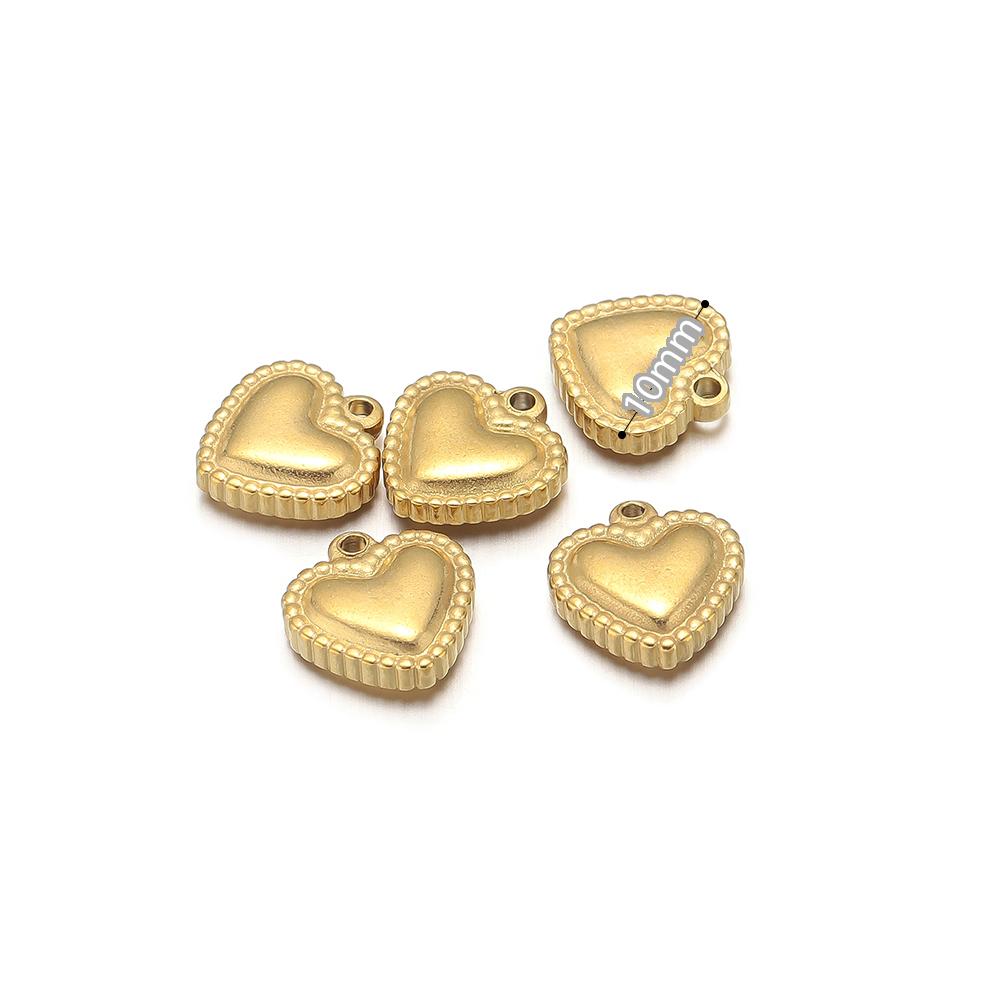 5pcs Stainless Steel 10mm 15mm Classical Heart Charms Pendant for DIY Jewelry Women Necklace Findings Earrings Making Supplies
