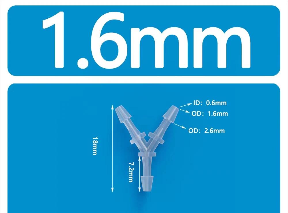 

2.4mm-12mm Y-shaped Three-way Plastic Equal Diameter Water Divider Baota Three-way Silicone Rubber Hose Connector Food Grade 1.6mm&5 PCS