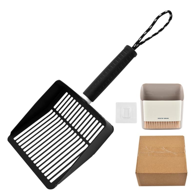 Stainless Steel Cats Litter Scooper Kits with Storage Holders Travel Design Litter Shovel For Home Outdoor Gardening Use