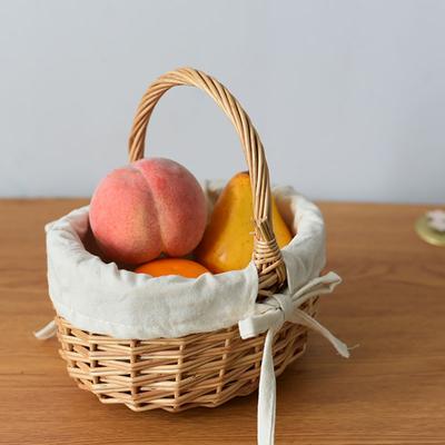 Cesto di Fiori in Vimini Naturale Cesto di Salice Fatto a Mano con Manico Compatto Portatile Multifunzionale Pasqua