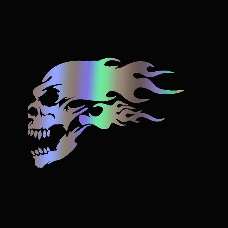 Car Stickers Halloween Skull Flame Skull Bumper Stickers Personalized Reflective Scratch Cover Decorative Stickers Car Decal
