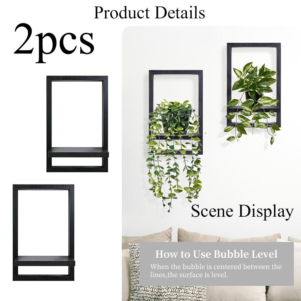 2pcs Black Floating Wall Shelves/Rustic Wood Wall Mounted Display Shelves/Modern Floating Shelves for Bedroom Living Room Bathroom