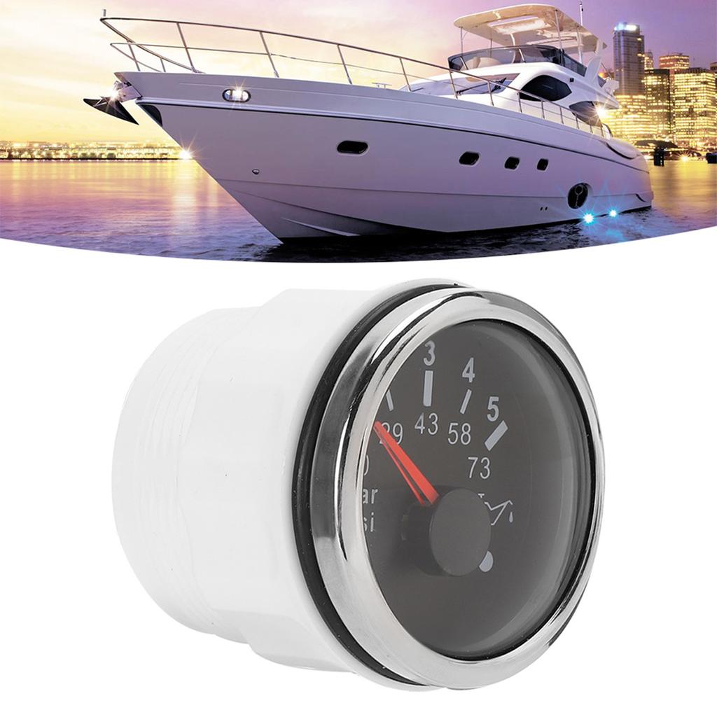 52MM 2in IP67 Oil Pressure Gauge 0‑5BAR 0‑73PSI Meter with Smart Alarm for Cars Yachts BoatsBlack Dial