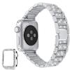 Rhinestone Decor 3 Beads Replacement Watch Strap+Anti-Scratch Double Row Rhinestone PC Watch Case Cover for Apple Watch Series 7 41mm