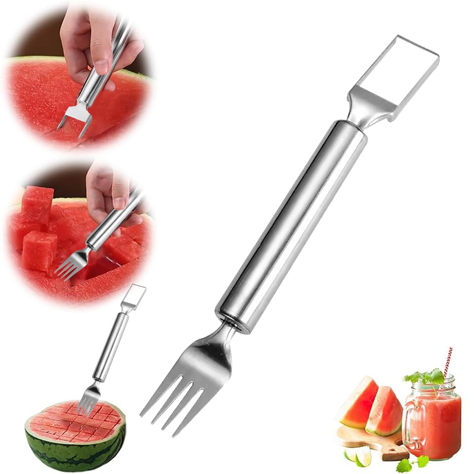 Kitchen Gadgets Multifuctional Portable Watermelon Slicer Cutter Stainless Steel Dual Head Fruit Slicer Tool Cocinas Accesorios серебряный