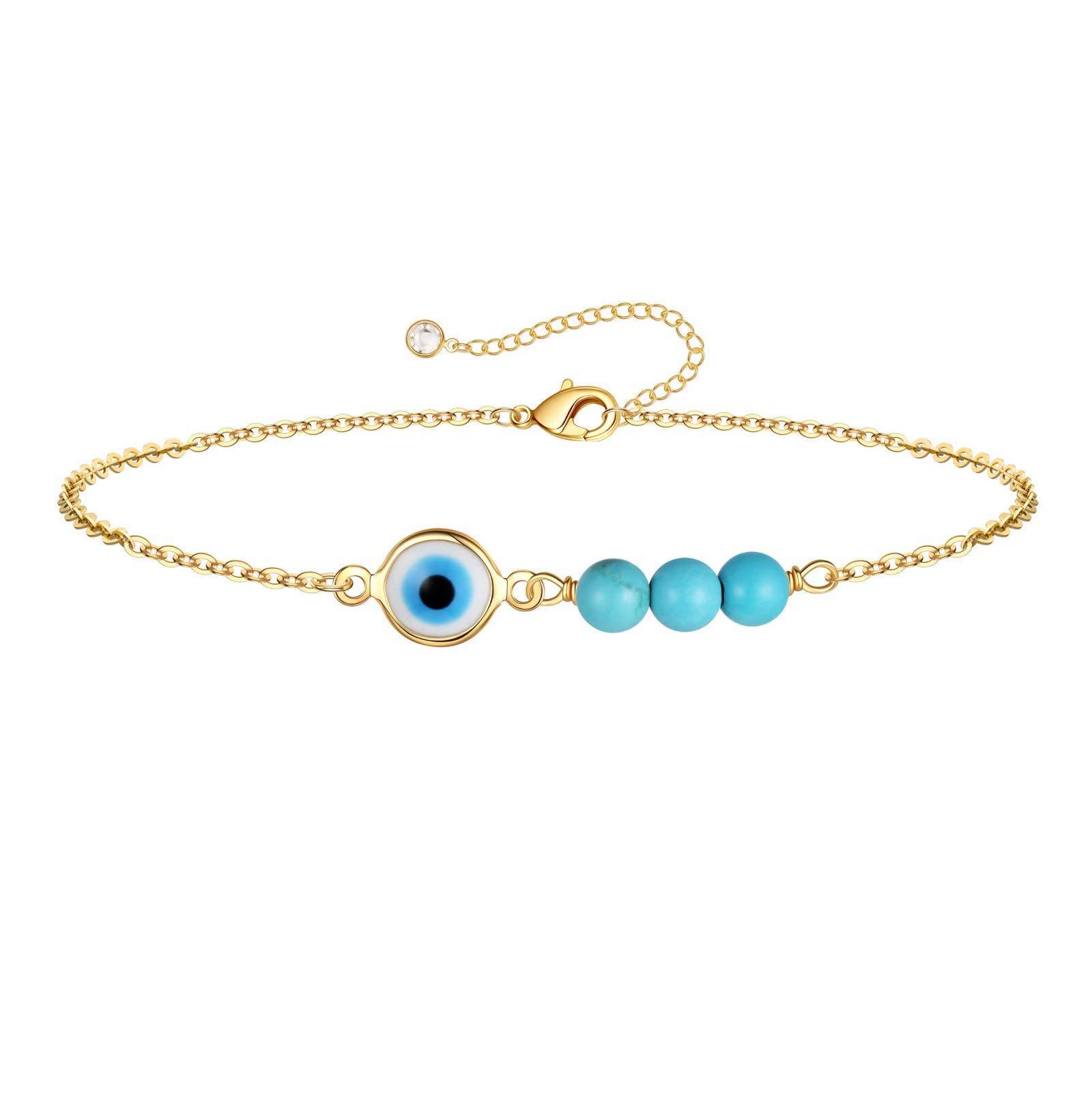 18K Gold Stainless Steel Turquoise Evil Eye Patchwork Bracelet Steel