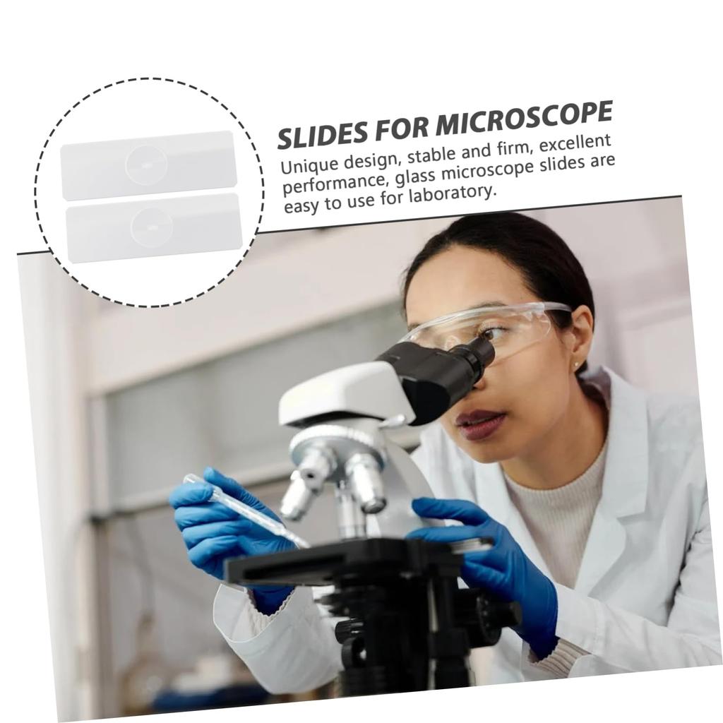 TOYMYTOY Concave Laboratory Microscope Circular Quartz Glass Frosted Thin Microscope Setup 50-Pack Slides, Slides, Slides, Slides, Slides, Slides,