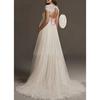 Simple wedding dress European and American Mori pregnant women high waist large size small trailing white wedding dress high sense