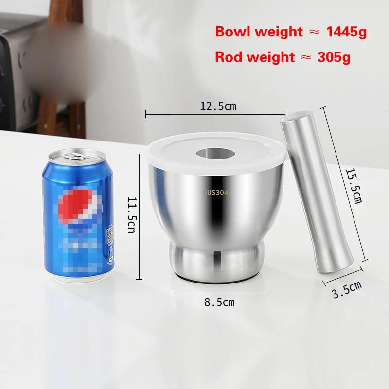 304 Stainless Steel Garlic Masher Stone Mortar Garlic Mortar Mashing Tank Household Tamping Medicine Ramming and Grinding