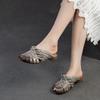 Fashion GKTINOO 2025 New Retro Hand Woven Peep Toe Outdoor Slippers Summer Breathable And Versatile Genuine Leather Women's Shoes