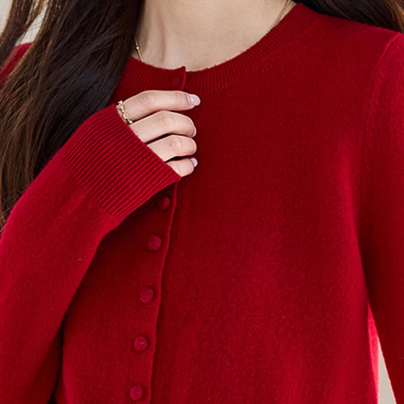 Srcr Women's 100% Wool Short Knit Cardigan