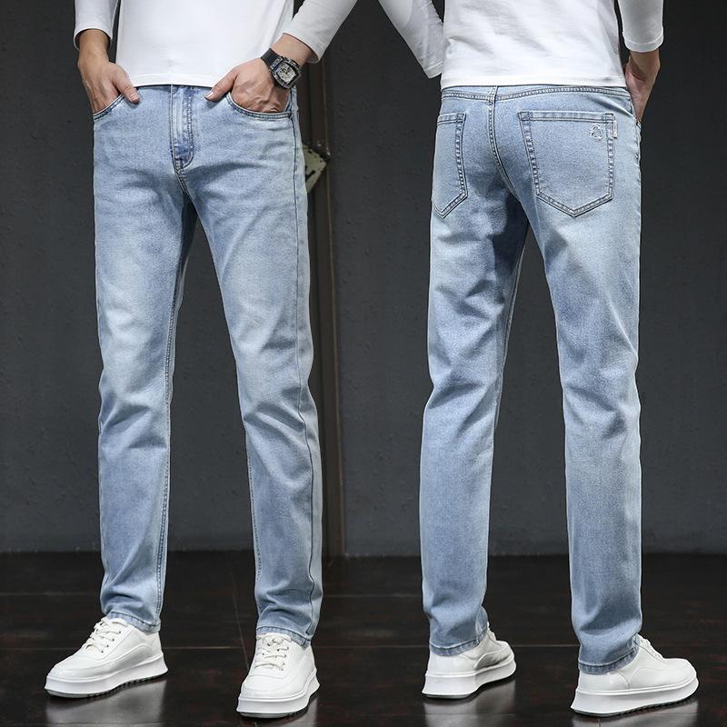 2024 Autumn New Men'S Comfortable Jeans Stretch Slim Fit Casual Pants Straight Leg Trendy Brand Long Pants