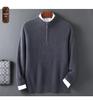 Men's 12-Gauge Zipper Sweater with Half-High Collar - Versatile Knitwear for Autumn/Winter Commute