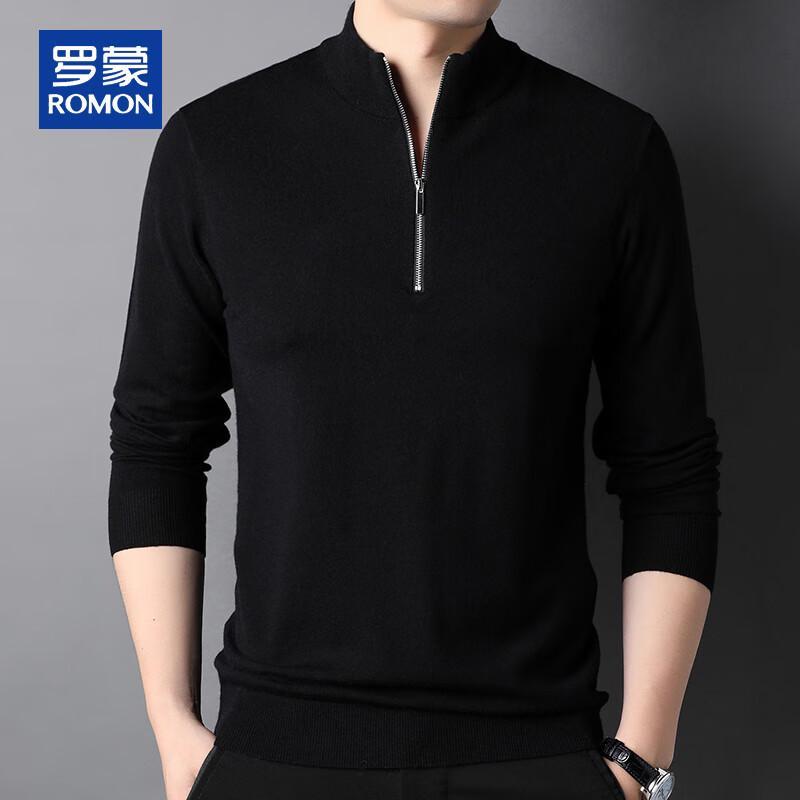 ROMON Men's Cashmere Blend Half-Zip Mock Neck Sweater