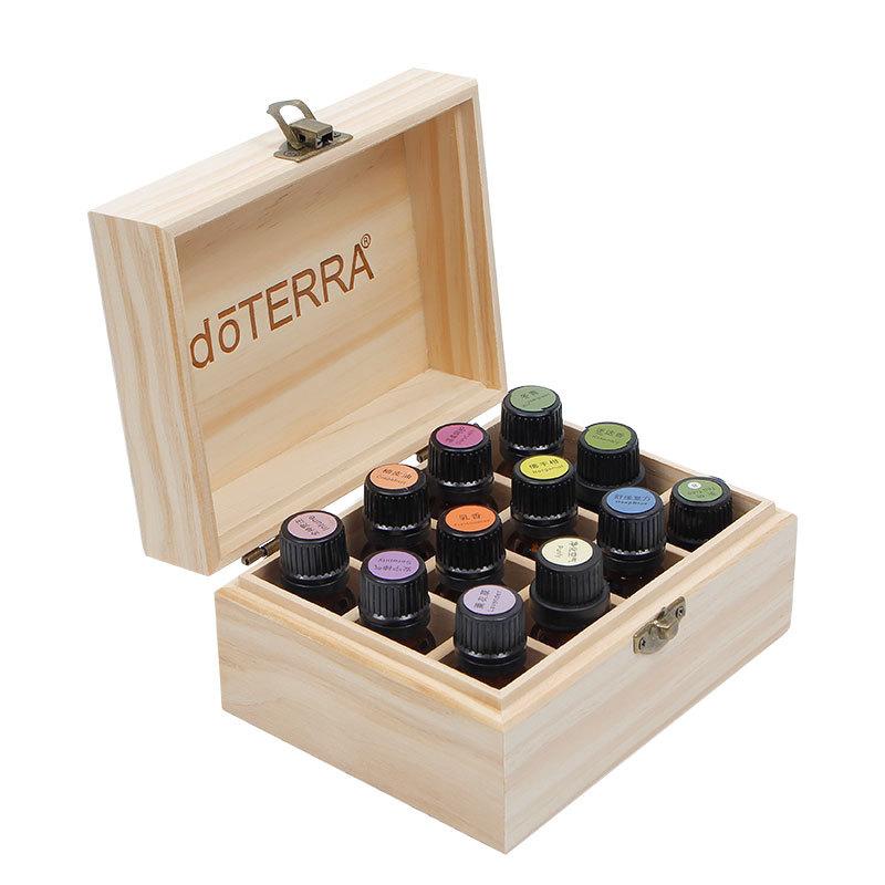 For DoTERRA Essential Oil Storage Wooden Box 12 Compartment Storage Box 15ML 12 Compartment Essential Oil Display Box with ogo
