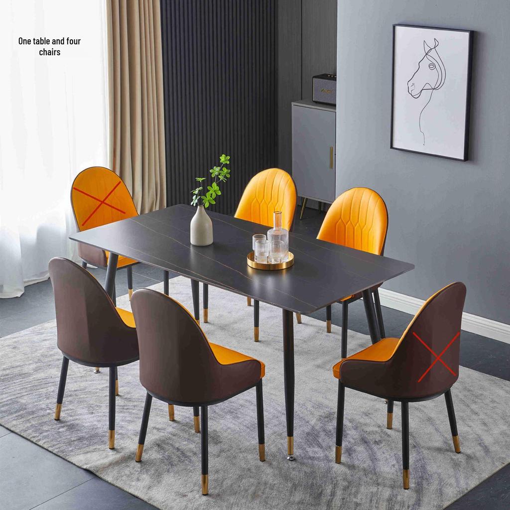 Modern Minimalist Italian Rock Slab Dining Table Set for Small Apartments