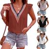 Ethnic Style Ruffle Sleeve T Shirt Lace Brim Simple Style Teenagers Loose Half Sleeve Top V Neck Clothes Women Clothing