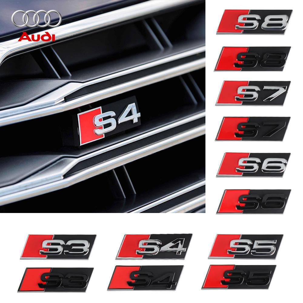 Für Audi RS3 3D ABS Chrom Schwarz Logo Kühlergrill Emblem Auto Frontgrill Abzeichen Dekor Auto Zubehör Für Audi S3 S4 S5 S6 S7 S8 RS3 RS4 RS5 RS6 RS7