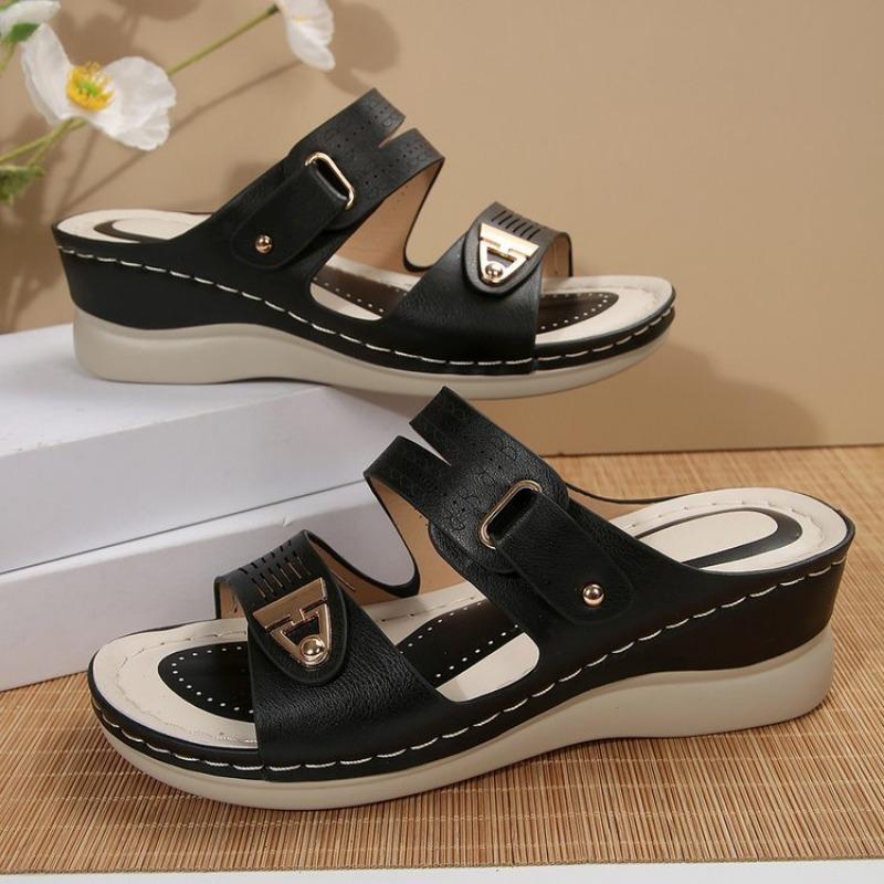 New Style of Oversized Shoes Wedge Heels Beach Sandals Hollowed-out Casual One-shoulder Slippers