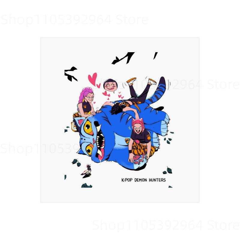 מדבקות קריקטורה של ציידי שדים KPop, מדבקות דקאלים לקישוט בגדים, תיקי גב, ימי הולדת, מתנות עמידות, אפליקציית העברה, מדבקה תרמית חמה