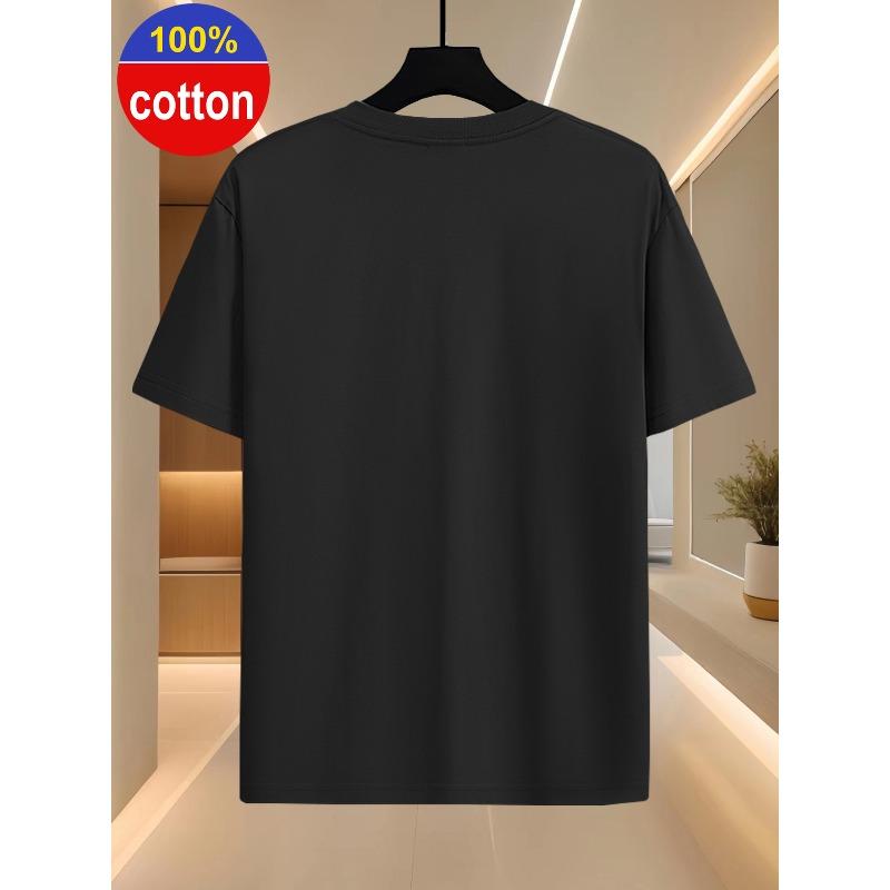 European sizes Summer Men's Short-sleeve T-shirt, Featuring a Simple and Stylish Printed Pattern.  Crewneck Base Layer Top Has a Simple Fit