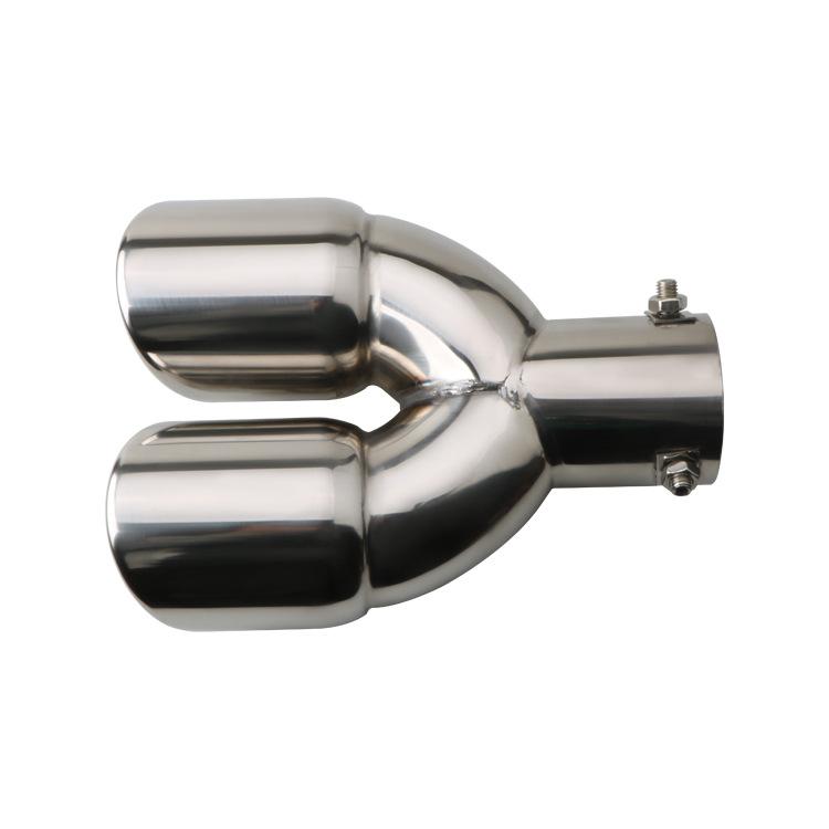 1Pc Universal Car Exhaust Muffler Tip Round Stainless Steel Car Tail Rear Chrome Round Exhaust Pipe Tail Muffler Tip Pipe Silver