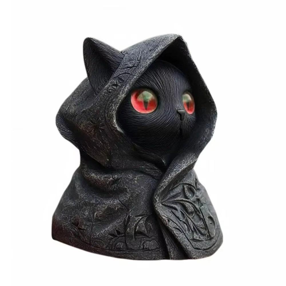 

3D Printed Cat Sculpture Decoration Cat Ornaments Gifts Mystical Cat Statue Collectible Red Eye