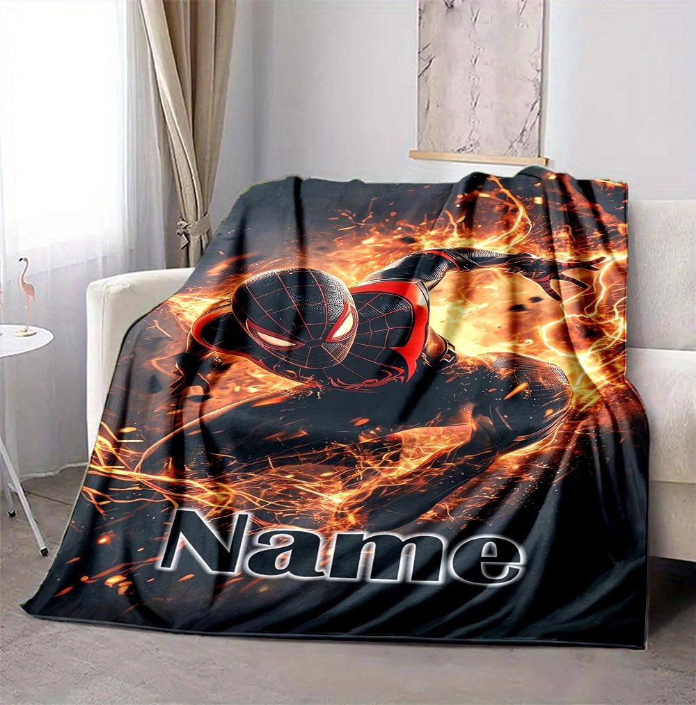 Custom Name Spider-Man Comics Flannel Blanket Throw Blanket Soft Warm Sofa Bed Decor Unique Gift