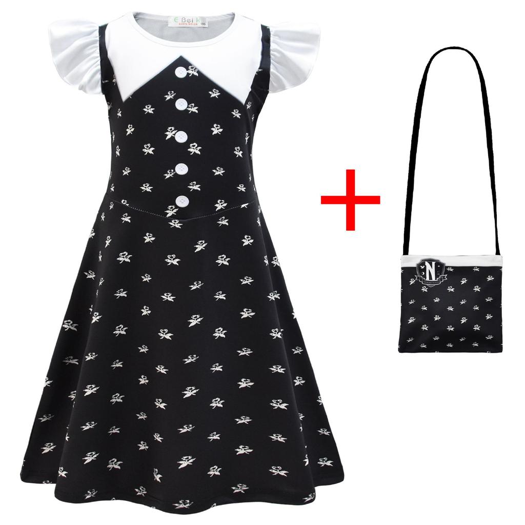 Spot Cosplay Clothing, Digital Printing, Adams Floral Dress + Bag 82171