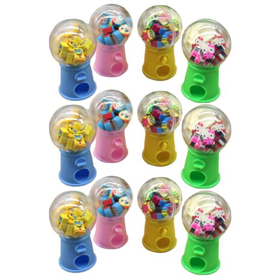 12Pcs Eraser Toy Creative Practical Fruit Shape Pencil Eraser Stationery Twisted Egg Toy for Children