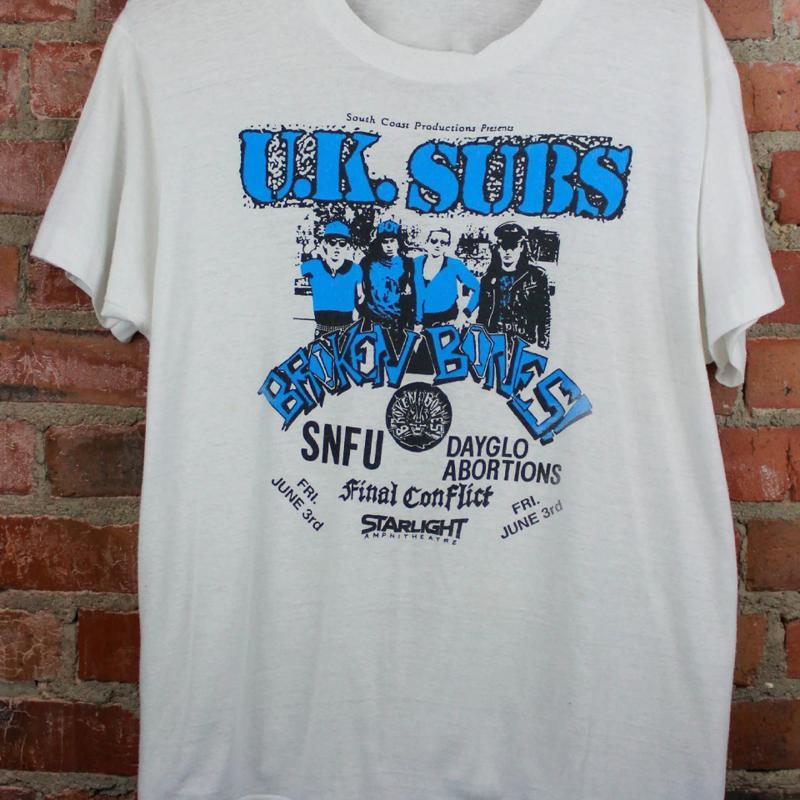 Vintage 80er Uk Subs Konzert Für Fans Weiß Alle Größen T-Shirt Ag2152