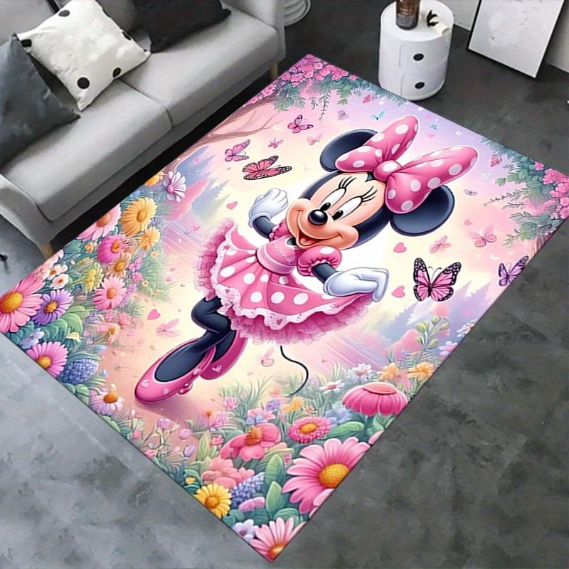 1pcOffice Carpet, Desk Mat, Gift for Home Decor, Minnie Mouse Inspired Floral Design, Soft and Comfortable Rug for Under Chairs