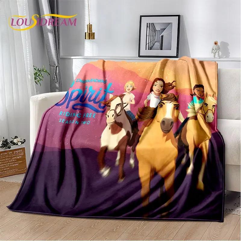 Spirit Riding Free Horses Cartoon Soft Plush Blanket,Flannel Blanket Throw Blanket for Living Room Bedroom Bed Sofa Picnic Cover