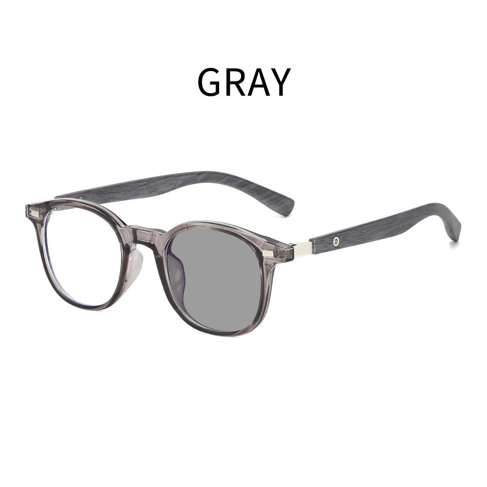 High-End Trendy Imitation Wood Mirror Frame Photochromic Presbyopia Glasses Classic Full Frame Lady And Gentleman Eyeglasses