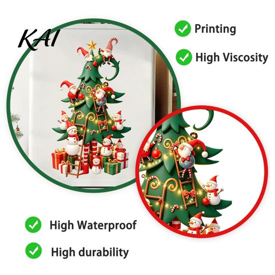 Christmas Party Window Ornaments Tree Stickers with Gnome And Snowman, Removable Glass Stickers, PVC DIY Scene Layout Waterproof Wall Art