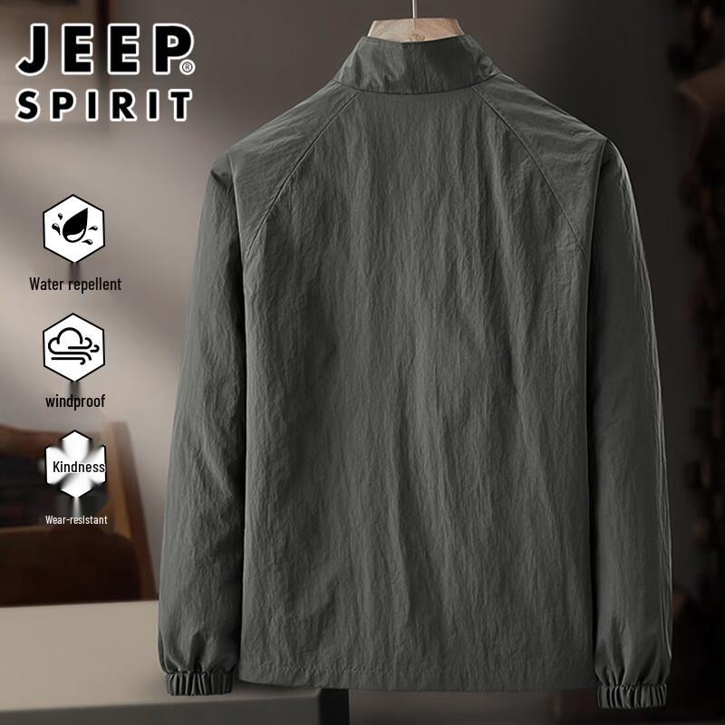 JEEP SPIRIT Men's Autumn Winter Casual Water-Resistant Windproof Stand Collar Jacket