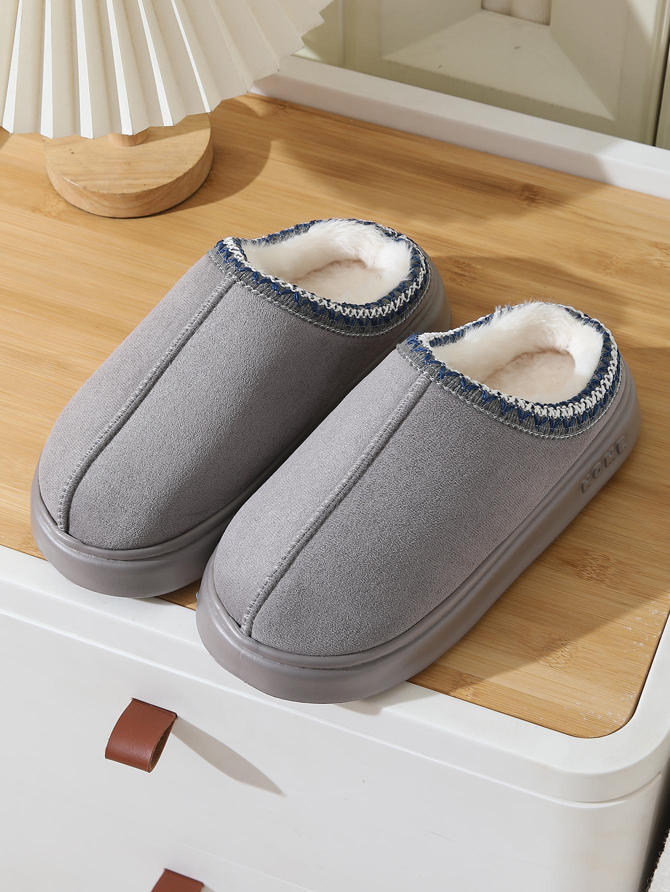 Women s Ethnic Suede Cotton Slippers: Non-Slip, Thick Sole, Cozy Indoor Comfort. 40-41 серый