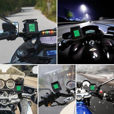 Reifendruckkontrollsystem Solarladung Wasserdichter Motorrad-Reifenalarm mit großem LCD