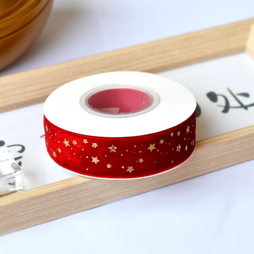 Flocked Velvet Ribbon Festive Gold Foil Printed Ribbon Christmas Velvet Ribbon Classic For Cake Packaging Wedding Event Bow