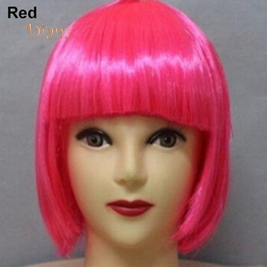 Tenfyer Fashion Women's Sexy Full Bangs Kort Rett Parykk BOBO Cosplay Party Full Parykker