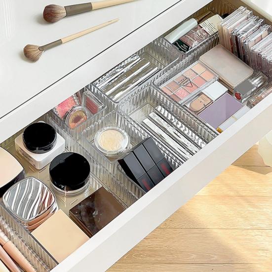 Drawer Divider Storage Box Clear Bathroom And Vanity Drawer Organizer Tray Drawer Storage Bin for Makeup Brushes Lipstick Cosmetics Kitchen Utensils