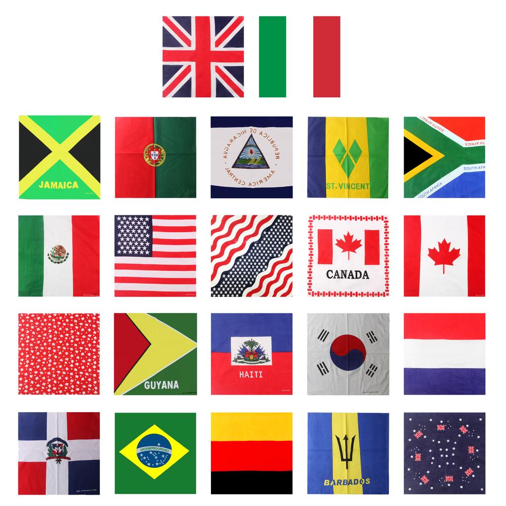 55x55cm Flag Print Bandana Music Festivals Hair Kerchief Multi Purpose Head Wrap Square Turban for Girls Photo Props